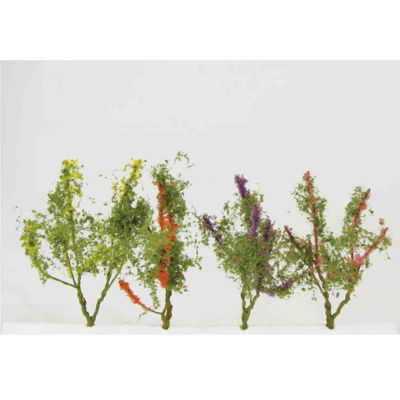 WE00302 	WEESCAPES Flower Trees 1-1/2'' to 2'' Red-Pink-Yellow-Purple 8pk