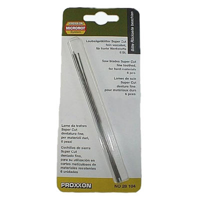  PX28104 	 Proxxon Super Cut Scroll Saw Blades For Metal, Fine 28 Tpi, Set Of 6 