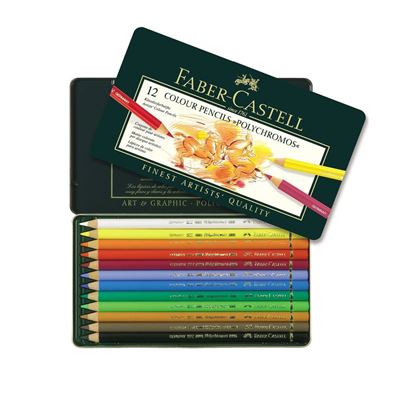 FC110012 Faber Castell POLYCHROMOS Artist Colored Pencil 12ct Metal Tin