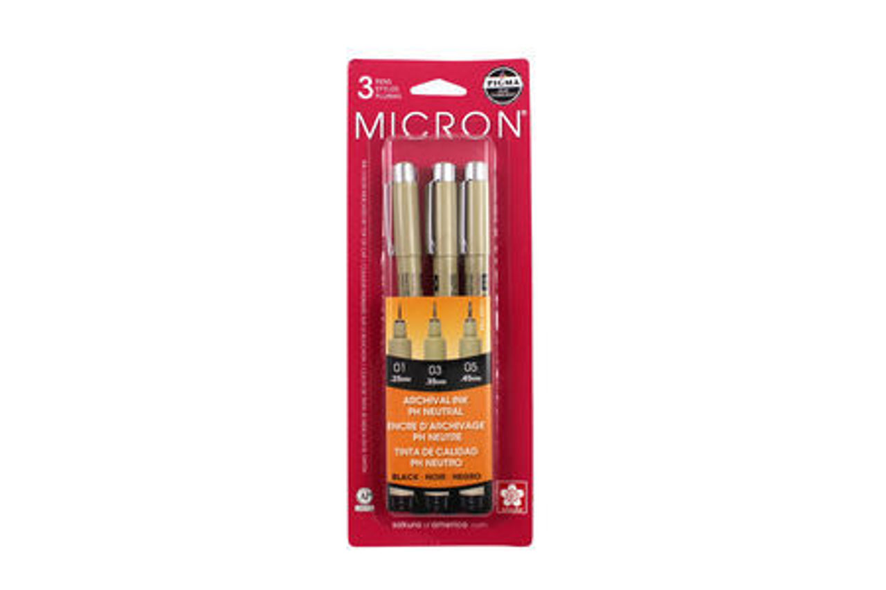 SK30061 Sakura Micron 3 Pc Set (01, 03, 05) - Black SK30061 Sakura Micron 3 Pc Set (01, 03, 05) - Black